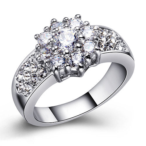 Full Floral Bloom Silver Tone Ring Image 1