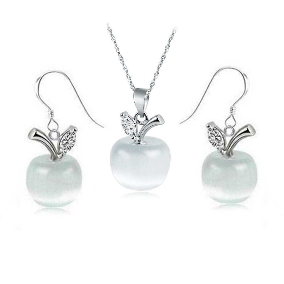 Sephla CZ Diamond And Moonstone Apple Design Jewelry Set For Women Image 1