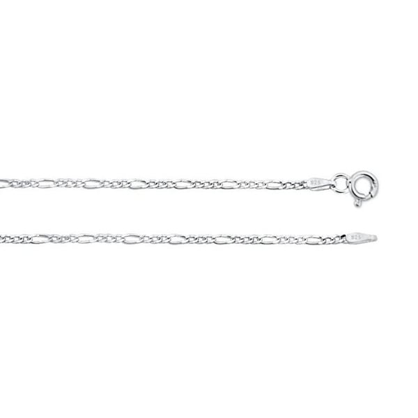Sterling Silver .925 Figaro Necklace Chain 1.8mm 16" to 30" inches. MADE IN ITALY Image 1