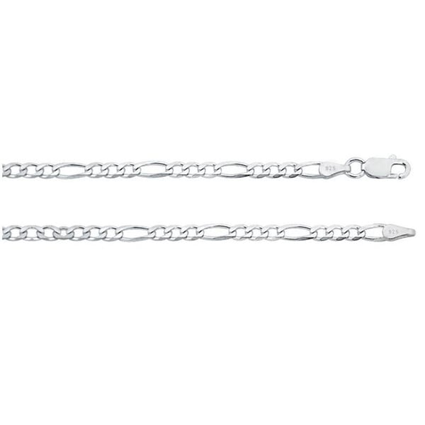 Sterling Silver .925 Figaro Necklace Chain 3mm Thickness 16" to 30" inches. Image 1