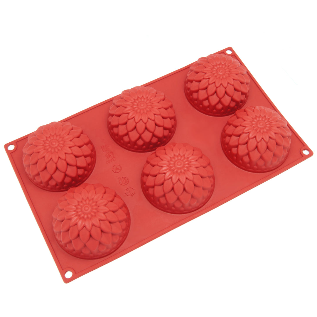 Freshware Silicone MoldSoap Mold for PuddingMuffinCupcakeCheesecake and SoapBlossom6-Cavity Image 1