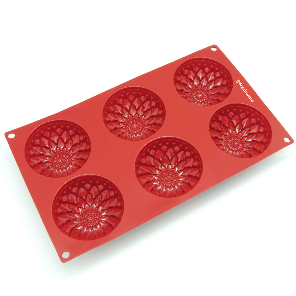 Freshware Silicone MoldSoap Mold for PuddingMuffinCupcakeCheesecake and SoapBlossom6-Cavity Image 2