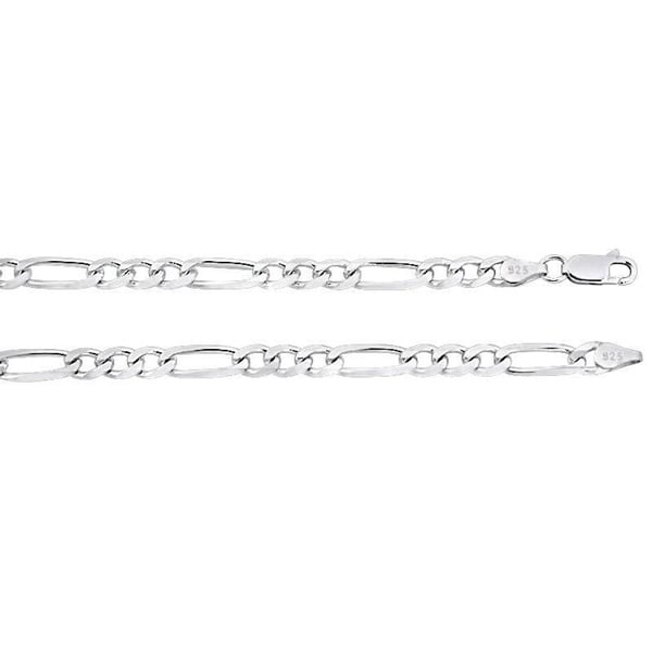 Sterling Silver Figaro Necklace 4.3mm 16" to 30" Inches / 7" and 8" Inch Bracelet. MADE IN ITALY Image 1