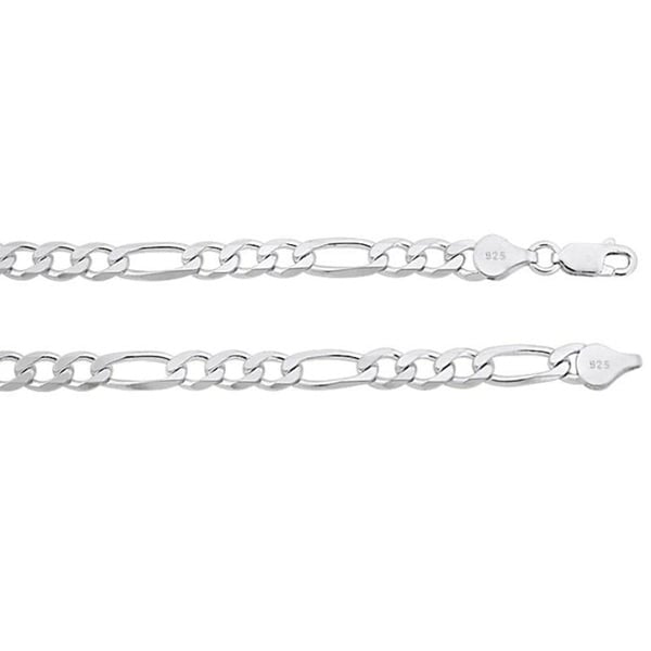 Sterling Silver Figaro Necklace 5.6mm 16" to 30" Inches And 8" And 9" Inch Bracelets. MADE IN ITALY Image 1