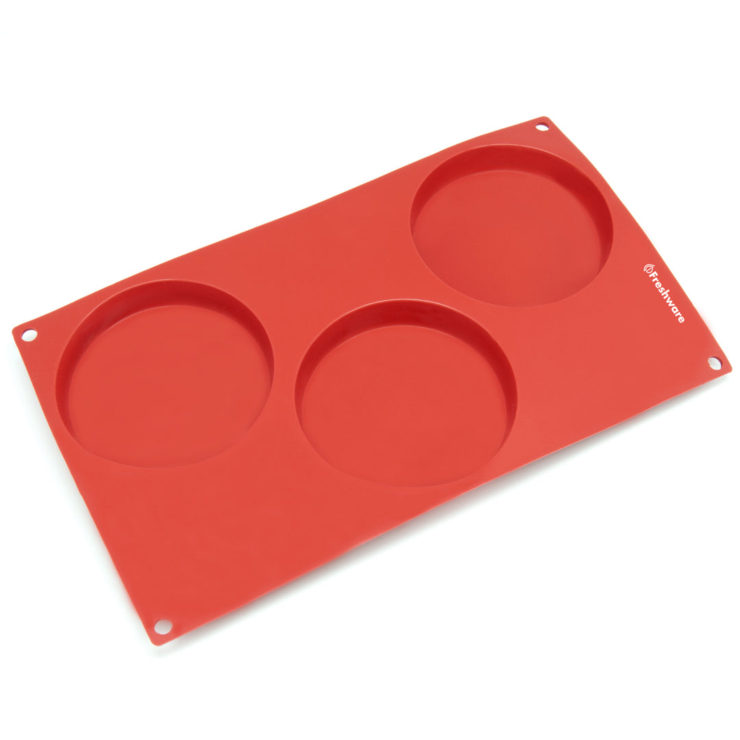 Freshware Silicone MoldResin MoldCoaster MoldChocolate Mold for Disc CakePieCustard and Tart3-Cavity Image 2