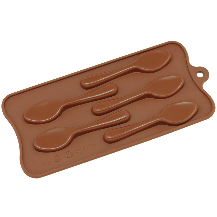 Freshware Silicone Mold, Chocolate Mold, Candy Mold, Ice Mold, Soap Mold for Chocolate, Candy and Gummy, Spoon, 5-Cavity Image 1