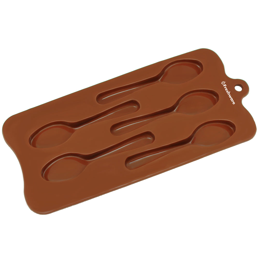 Freshware Silicone Mold, Chocolate Mold, Candy Mold, Ice Mold, Soap Mold for Chocolate, Candy and Gummy, Spoon, 5-Cavity Image 2