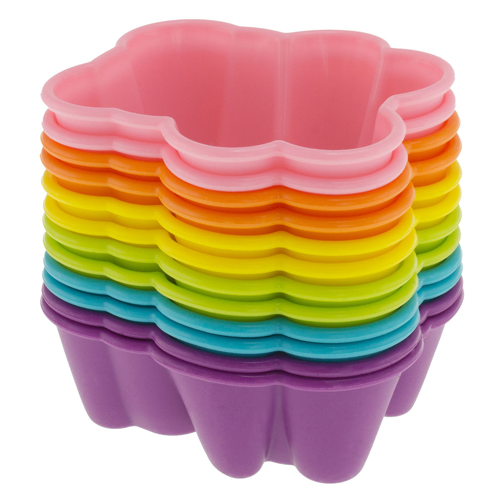 Freshware Silicone Cupcake Liners / Baking Cups - 12-Pack Muffin Molds, Bear, Six Vibrant Colors Image 2