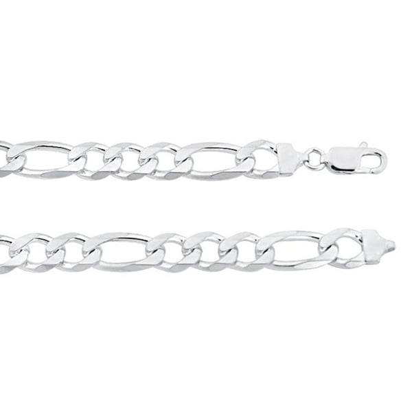 Sterling Silver Figaro Necklace 9.2mm 20" to 30" inches / Bracelet 9" Inch . MADE IN ITALY Image 1