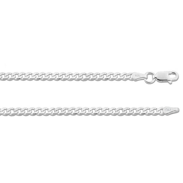 Sterling Silver Curb Necklace 3mm 16" to 30" inches. MADE IN ITALY Image 1