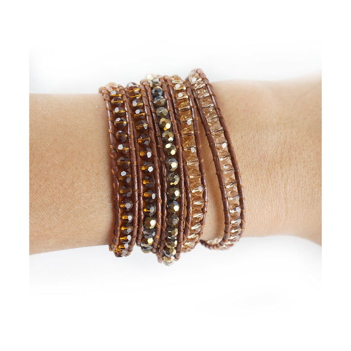 HOLIDAY CLEARANCE SALE! The Chocolate Lover - 34" Ombre Chocolate Brown Beaded Brown Leather Wrap Bracelet Image 3