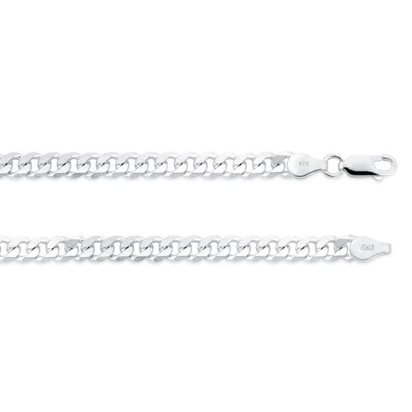 Sterling Silver Curb Necklace  5.7mm 18" to 30" Inches And 8" And 9" Inch Bracelet. MADE IN ITALY Image 1