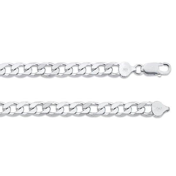 Sterling Silver Curb Necklace 7.5mm wideChoice of your Length. Made in Italy Image 1