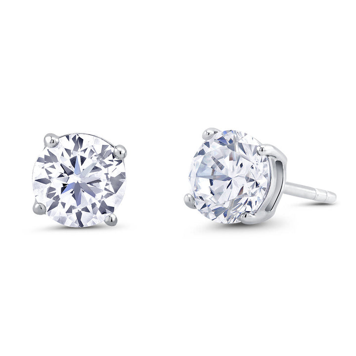 .925 Sterling Silver 2 Carat Cubic Zirconia Studs Image 2