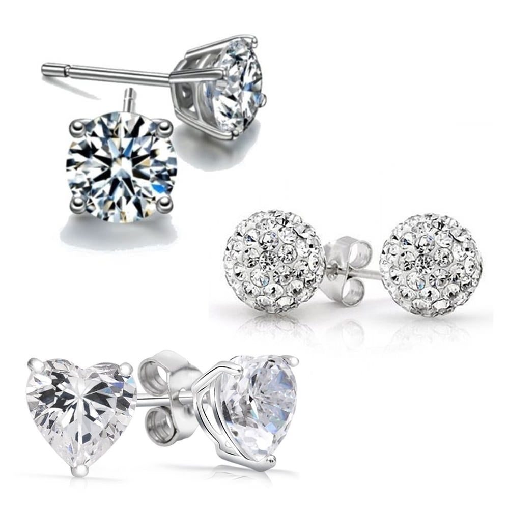 3 Piece Set-6 Ct Sterling Silver Earring Set Image 1