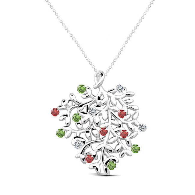 Sterling Silver Cubic Zirconia Holiday Tree NEcklace Image 1