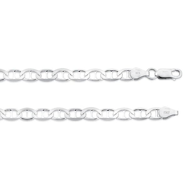 Sterling Silver Marina Necklace 3.7mm 16" to 24" Inches And 7" And 8" Inch Bracelet. MADE IN ITALY Image 1