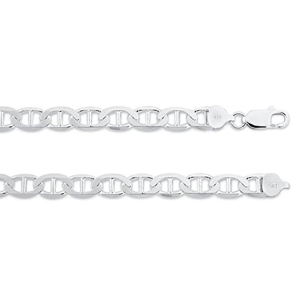 Sterling Silver  Marina Necklace 6.8mm 18" to 24" Inches/Bracelet 8" to 9" Inch. MADE IN ITALY. Image 1