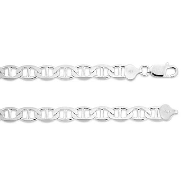 Sterling Silver Marina Necklace 8mm  20" to 24" Inches And 9" Inch Bracelet. MADE IN ITALY. Image 1