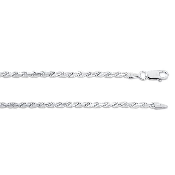 Sterling Silver Rope Chain Necklace 2mm 16" to 30" Inches. MADE IN ITALY. Image 1