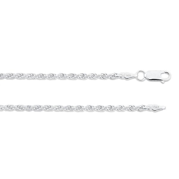 Sterling Silver Rope Chain Necklace 2.3mm 18" to 30" Inches. MADE IN ITALY. Image 1