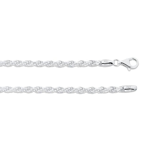 Sterling Silver Rope Chain Necklace 3.1mm 18" to 30" Inches. MADE IN ITALY. Image 1