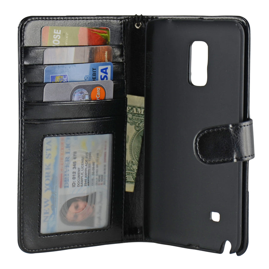 Navor Samsung Note Edge Folio Wallet Leather Case for Cards and Money Pockets ID Window (Black) NEO Image 1