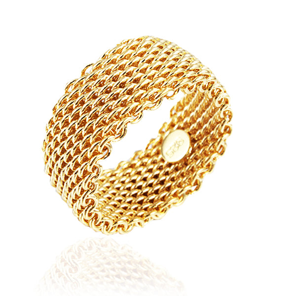 S925 Sterling silver woven mesh Silky Chains Ring for Women Image 2