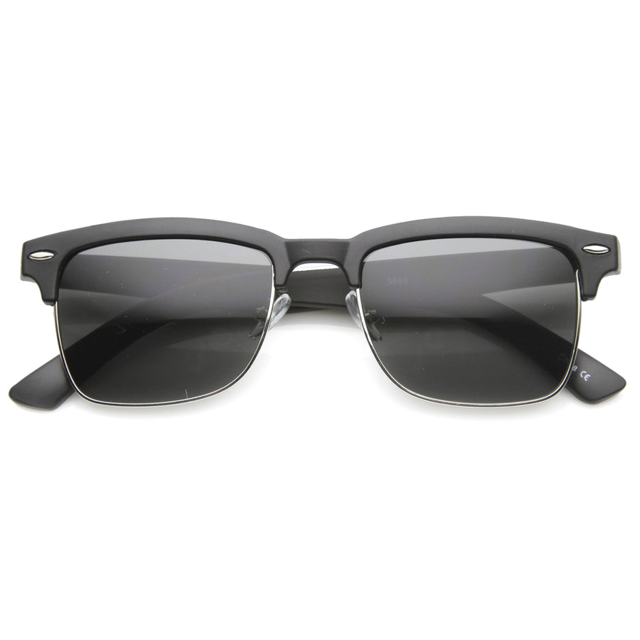 Classic Dapper Rectangular Half-Frame Horn Rimmed Sunglasses 9809 Image 1