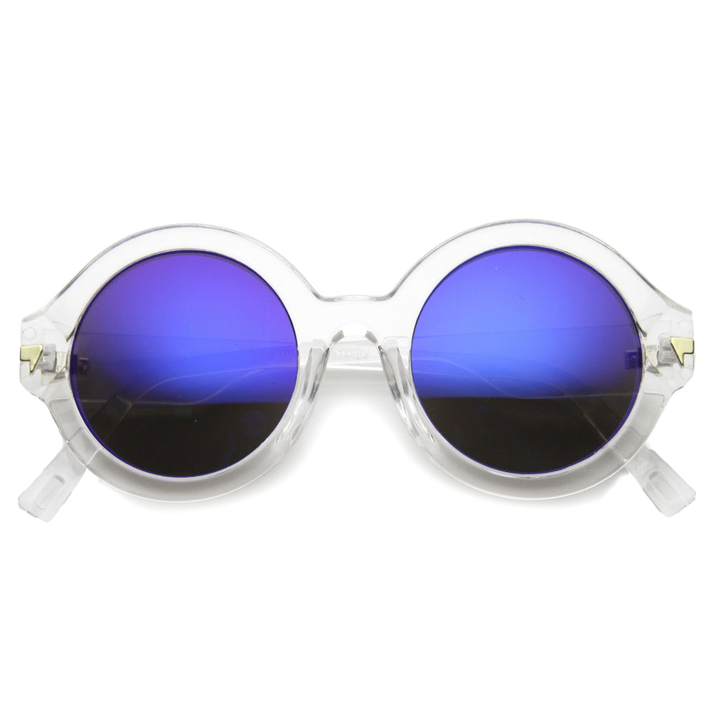 Womens Round Sunglasses With UV400 Protected Mirrored Lens 9853 Image 2