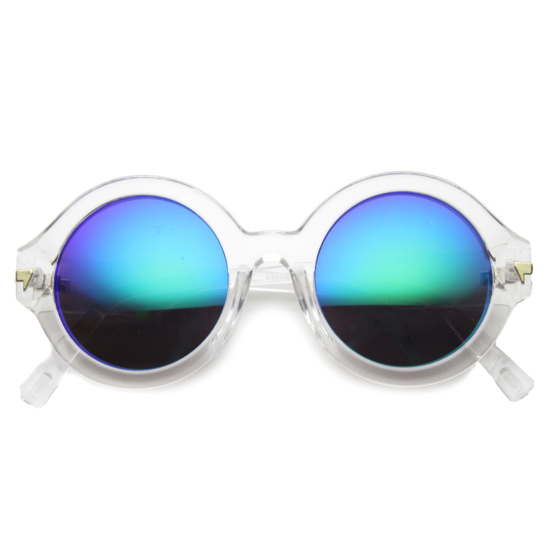 Womens Round Sunglasses With UV400 Protected Mirrored Lens 9853 Image 4
