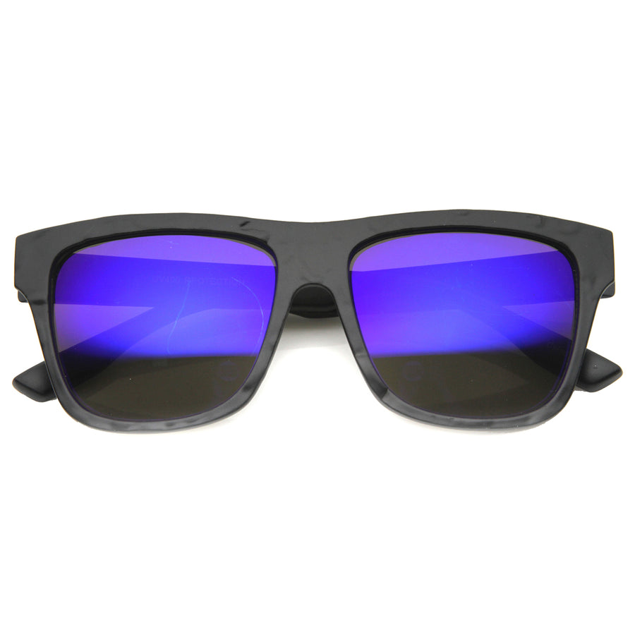 Unisex Horn Rimmed Sunglasses With UV400 Protected Mirrored Lens 9864 Image 1