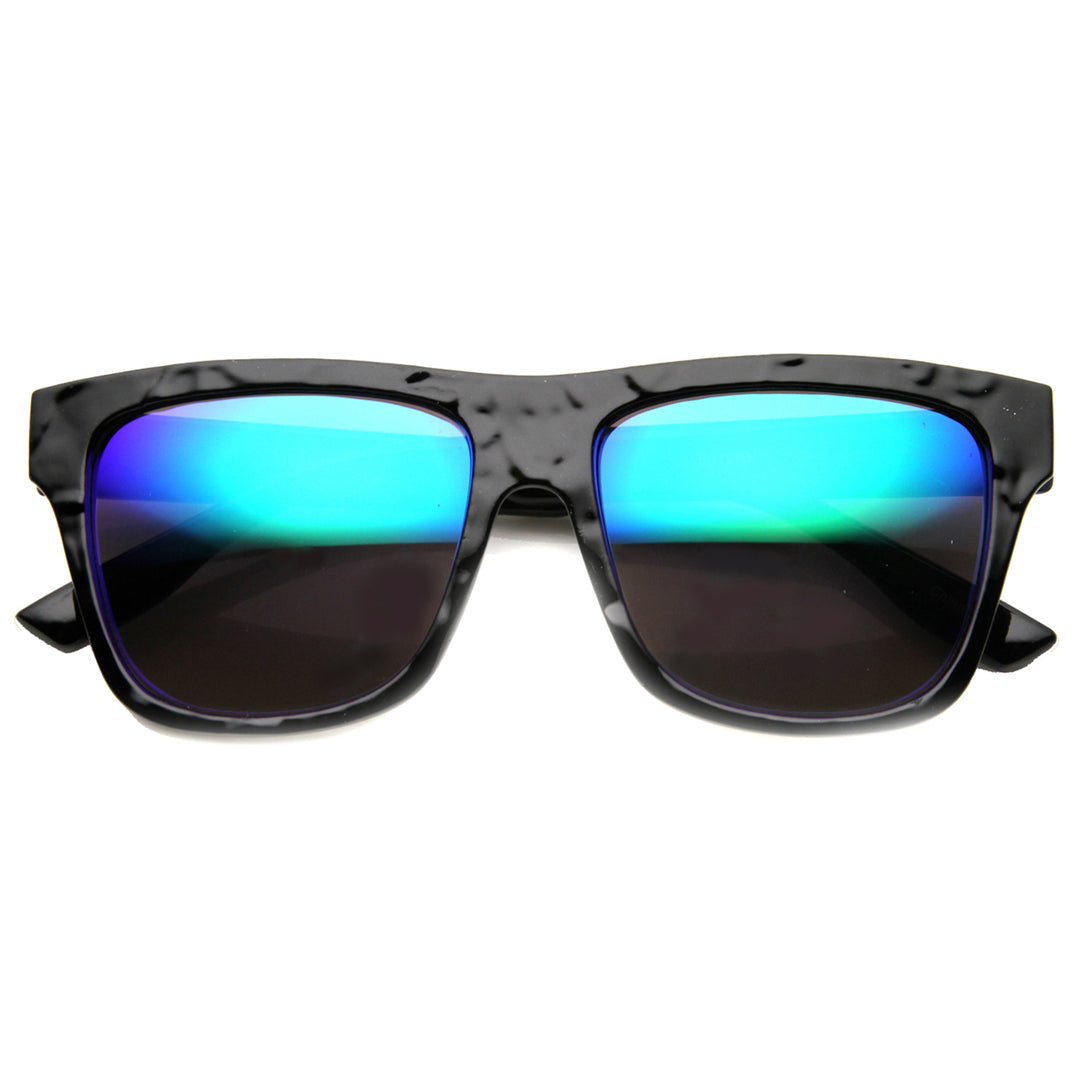 Unisex Horn Rimmed Sunglasses With UV400 Protected Mirrored Lens 9864 Image 3