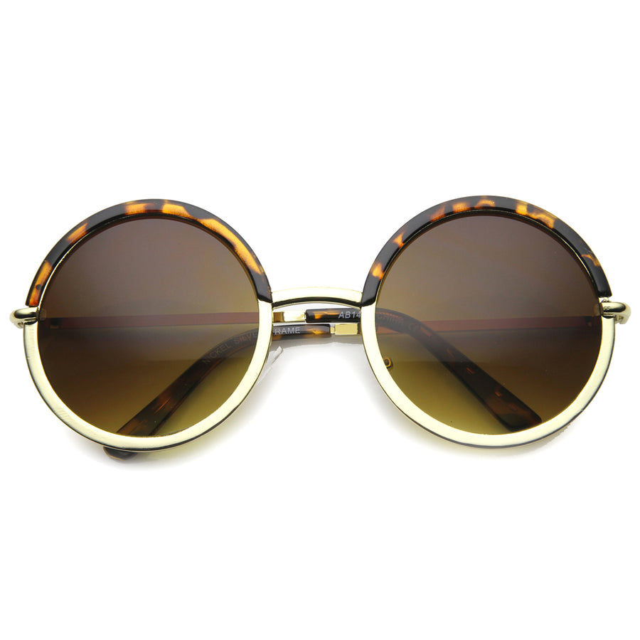 Unisex Metal Round Sunglasses With UV400 Protected Gradient Lens 9895 Image 1