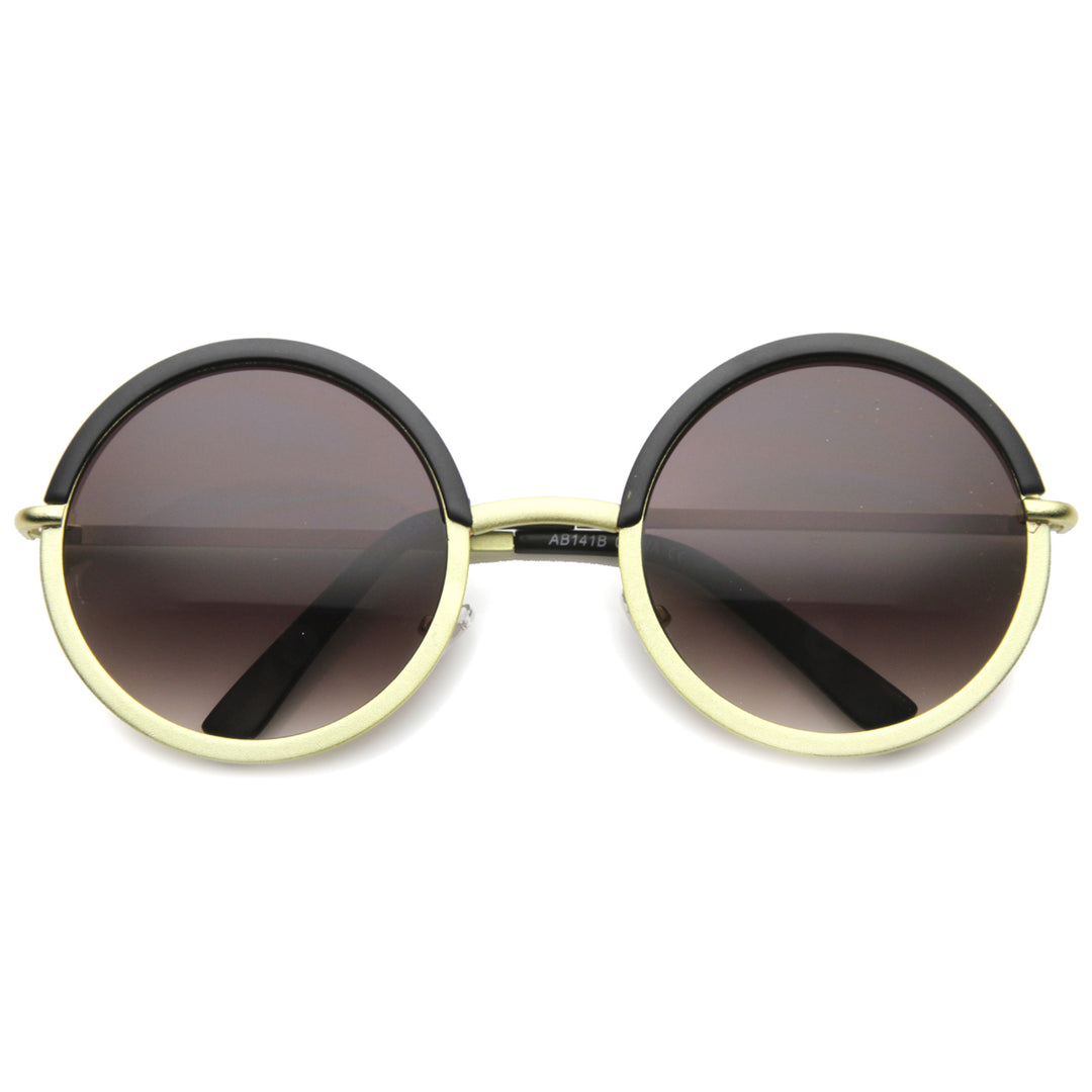 Unisex Metal Round Sunglasses With UV400 Protected Gradient Lens 9895 Image 2