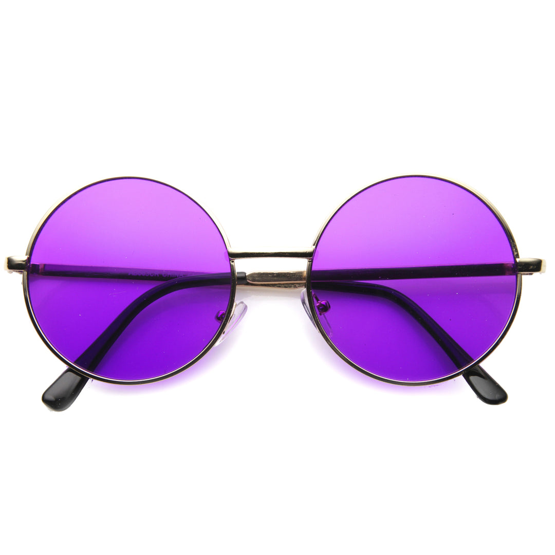 Womens Metal Round Sunglasses With UV400 Protected Composite Lens 9892 Image 4