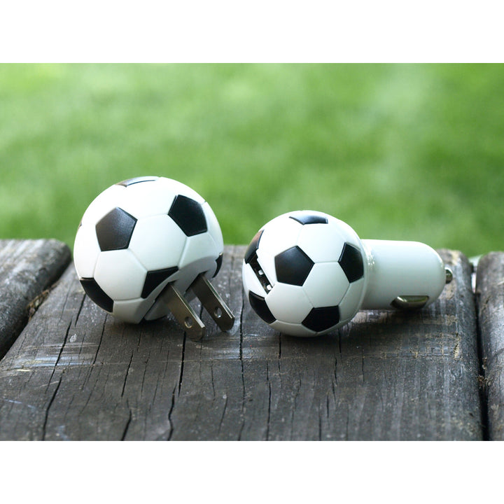 2-Piece Set: Soccer Ball Car and Wall USB Chargers Image 4