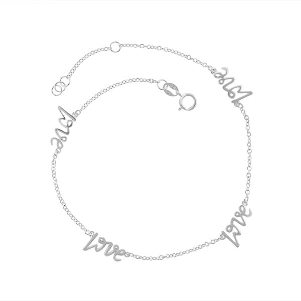 Sterling Silver Multi Love Anklet Image 1