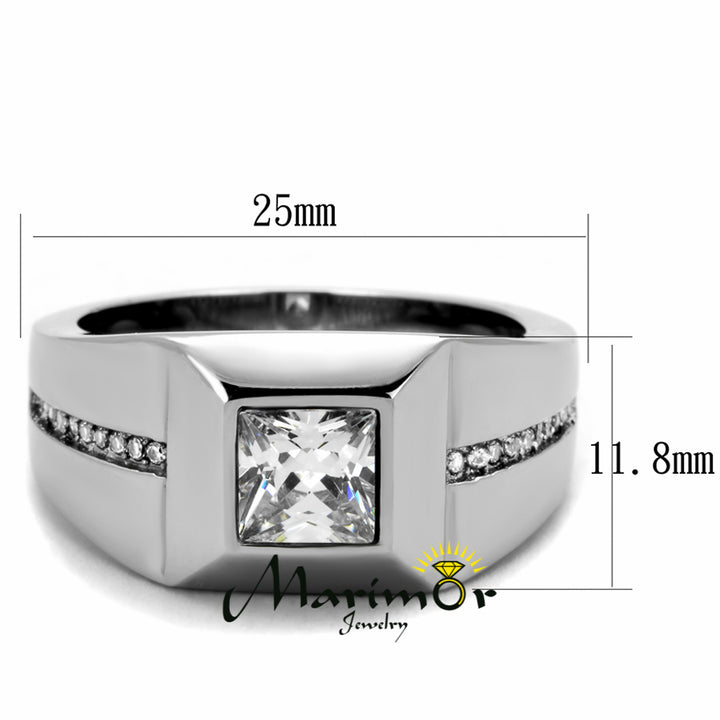 Mens High Polished .95 Ct CZ Stainless Steel Ring Sizes 8-13 Image 4