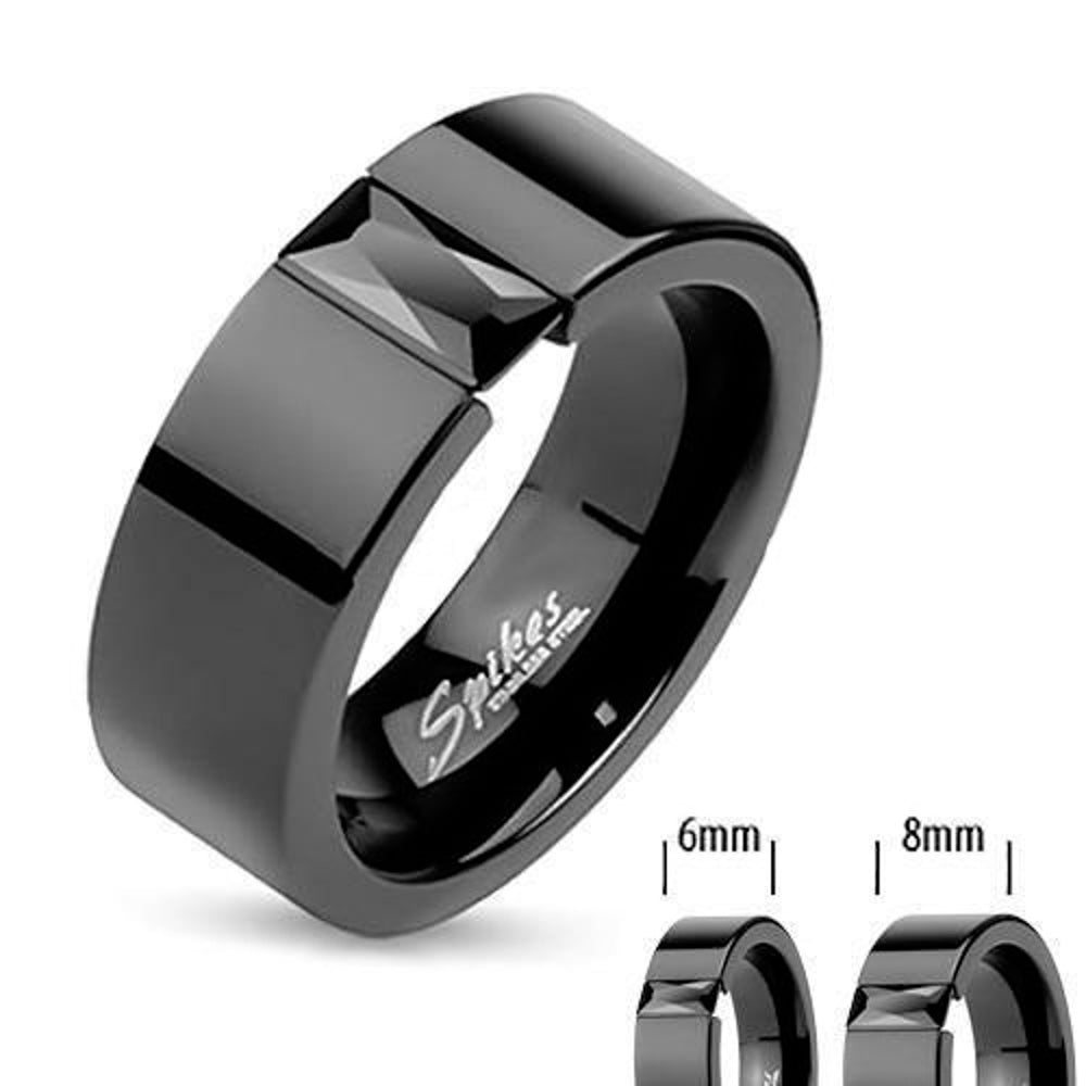 His and Hers 4 Pc Black Ion Plated Stainless Steel Wedding Engagement Ring Band Set Image 2