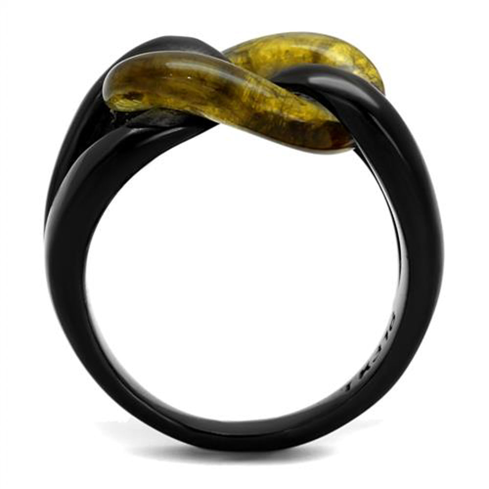 Black Stainless Steel and Topaz Synthetic Stone Link Fashion Ring Womens Sz 5-10 Image 4