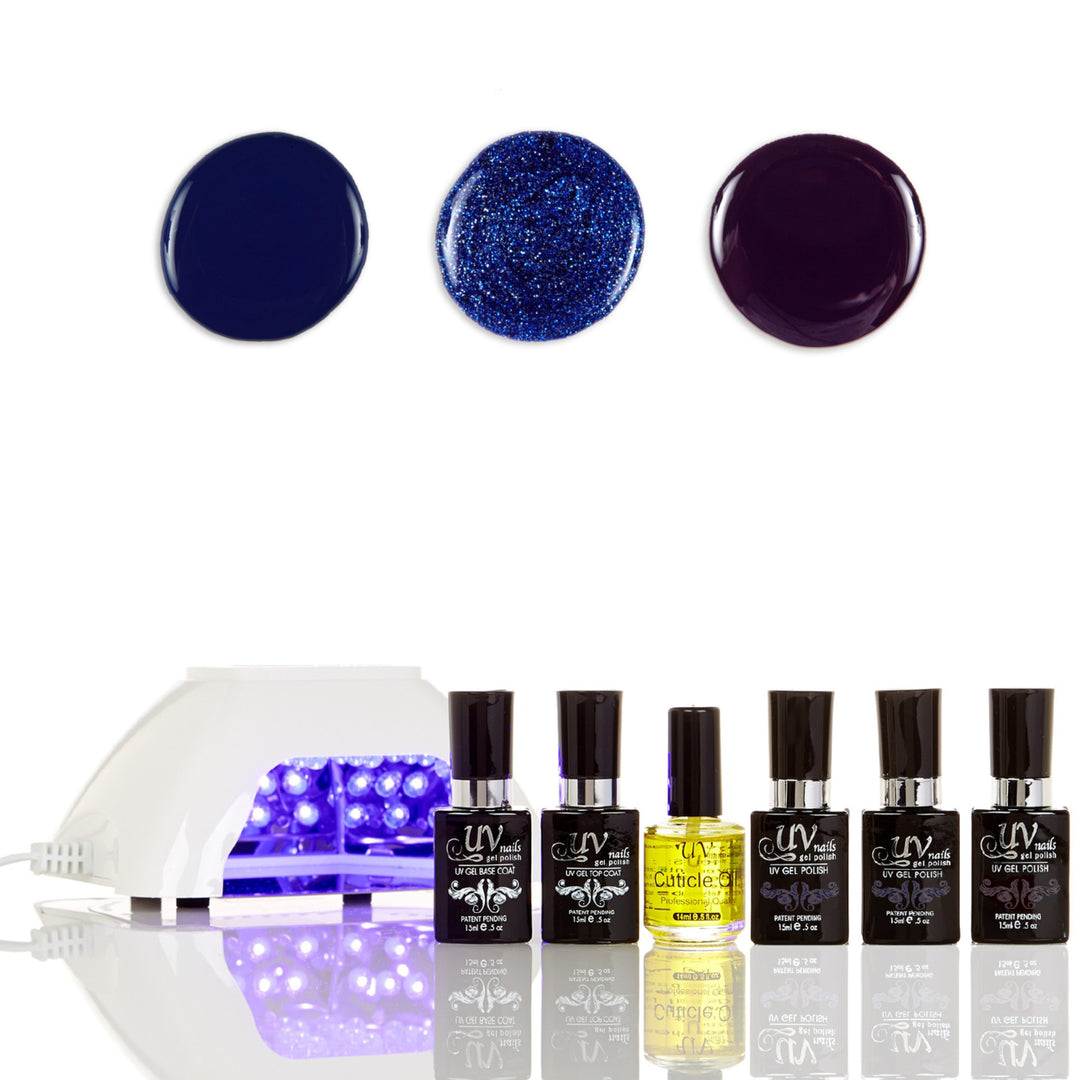 UV-NAILS Salon Quality Gel Polish Starter Kit with White LED Lamp Colors: G21-GL20-G79 Image 1