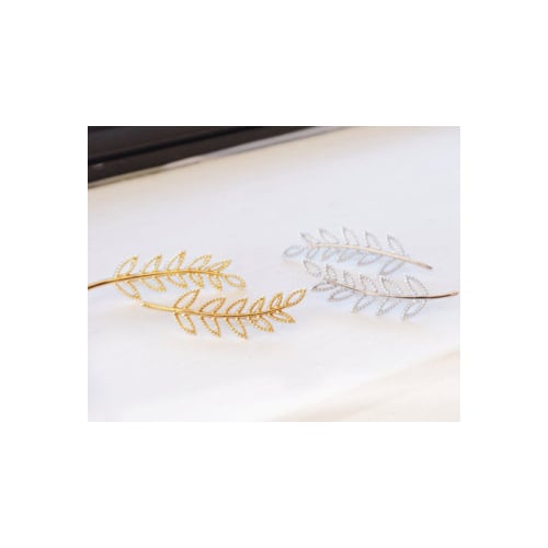 Gold Leaves Ear Crawler Silver Leaves Ear Climber Ear Cuff Ear Crawler Nature Ear Crawler Earrings Image 3