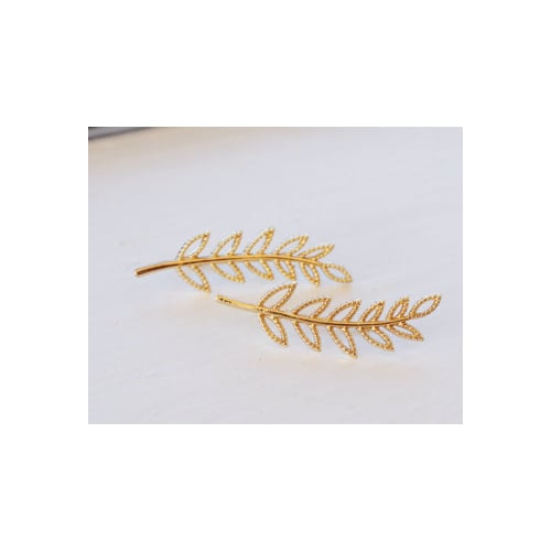 Gold Leaves Ear Crawler Silver Leaves Ear Climber Ear Cuff Ear Crawler Nature Ear Crawler Earrings Image 4