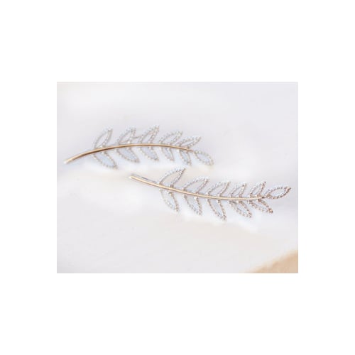 Gold Leaves Ear Crawler Silver Leaves Ear Climber Ear Cuff Ear Crawler Nature Ear Crawler Earrings Image 4