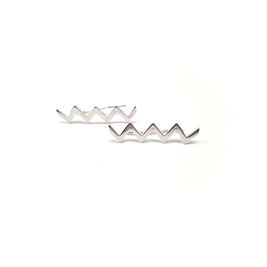 Zigzag Ear Crawlers Ear Climber Ear Cuff Earrings Gold or Silver Image 3