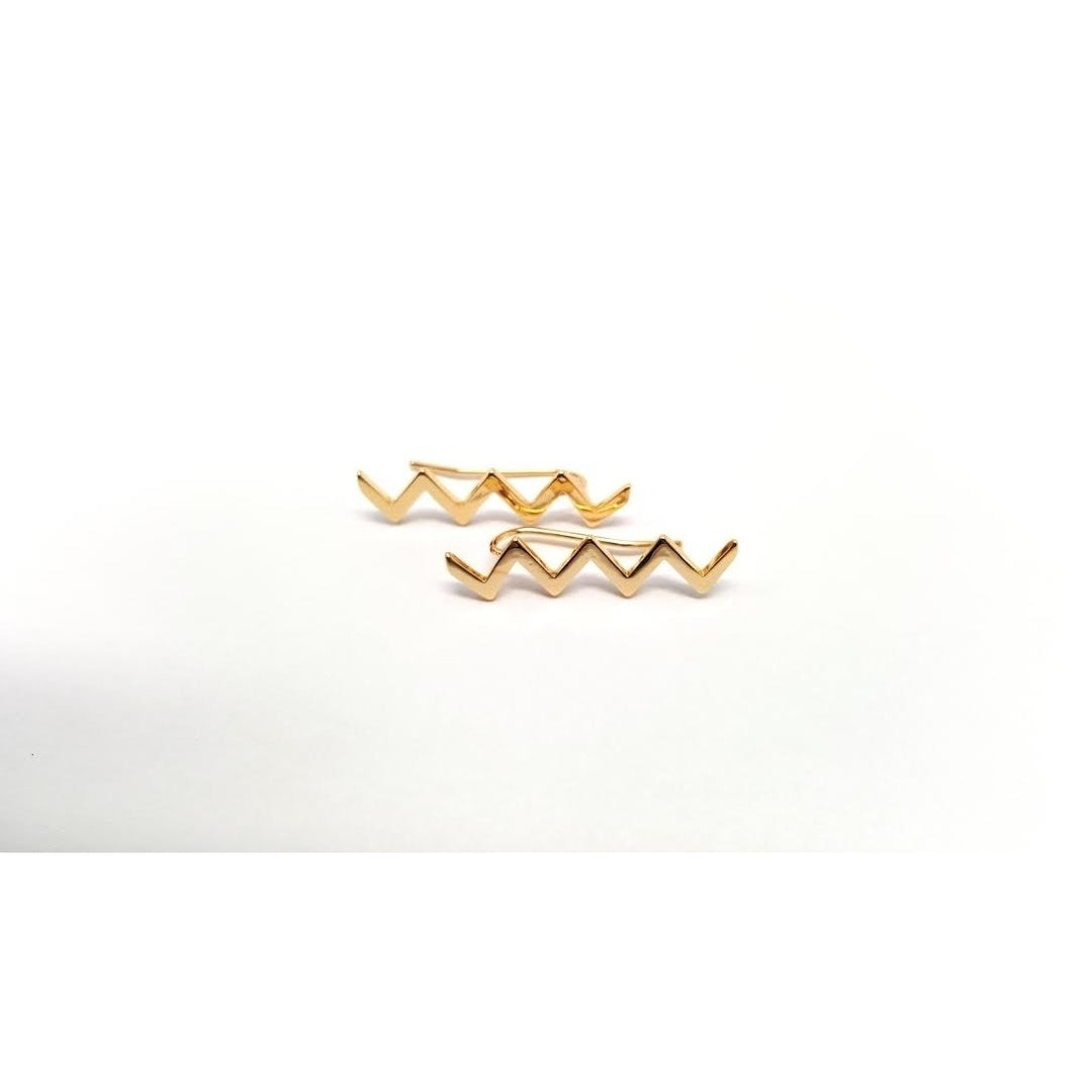 Zigzag Ear Crawlers Ear Climber Ear Cuff Earrings Gold or Silver Image 4