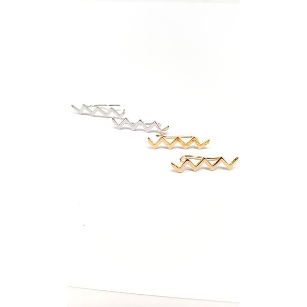 Zigzag Ear Crawlers Ear Climber Ear Cuff Earrings Gold or Silver Image 4