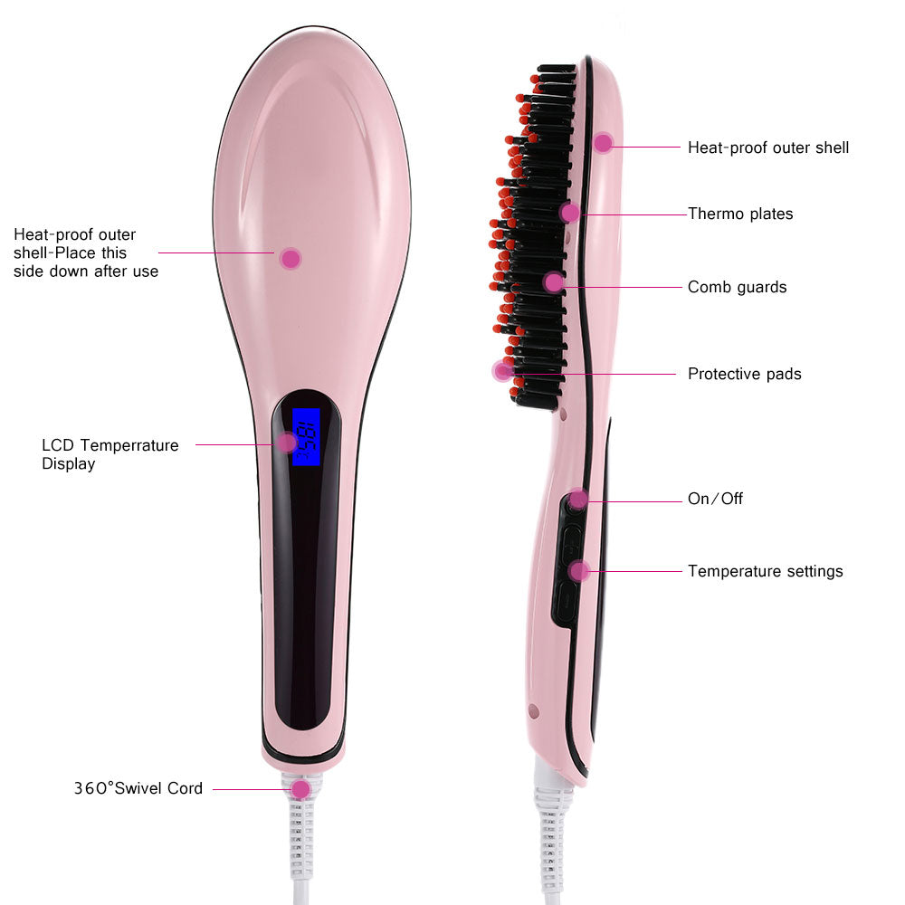 Sale Women Professional LCD Hair Straightener Comb Brush Image 2