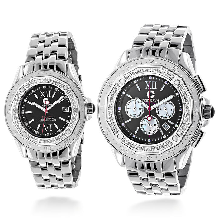 Matching His and Hers Watches: Centorum Falcon Diamond Watch Set 1.05ct Image 1